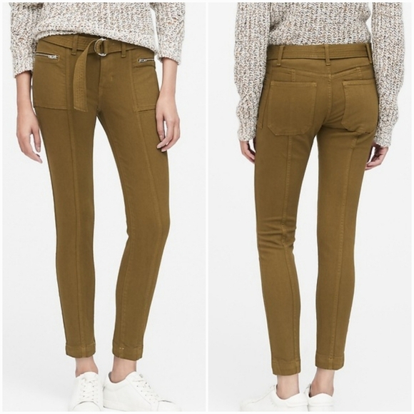 Banana Republic New Olive Green Mid Rise Skinny Utility Jeans Women SZ 30 Long - Picture 1 of 10
